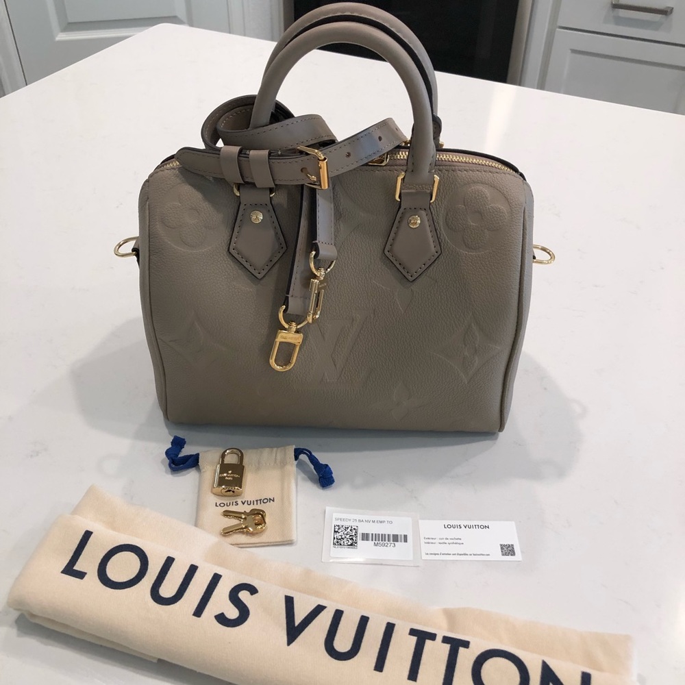 Brand new Louis Vuitton Speedy 25 Bandouliere Empreinte noir beige crossbody bag